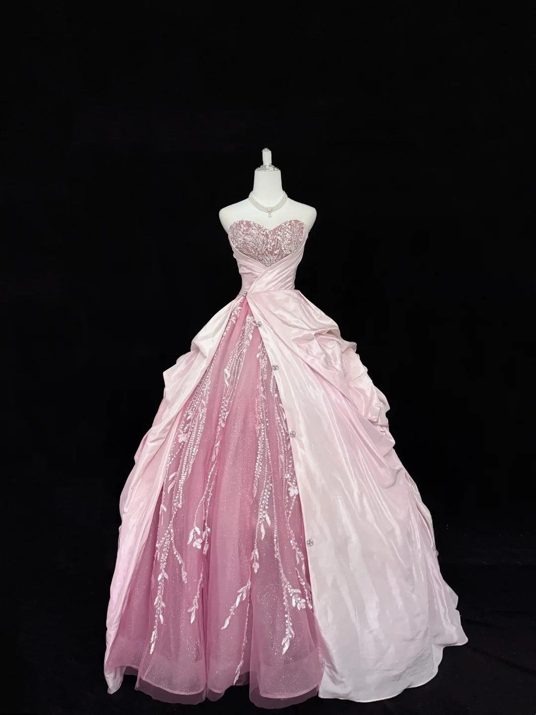 Sweet 16 Dresses Long Ball Gown Sweet Sixteen Long Birthday Dress Sweetheart Pink Tulle Formal Gown RC0288