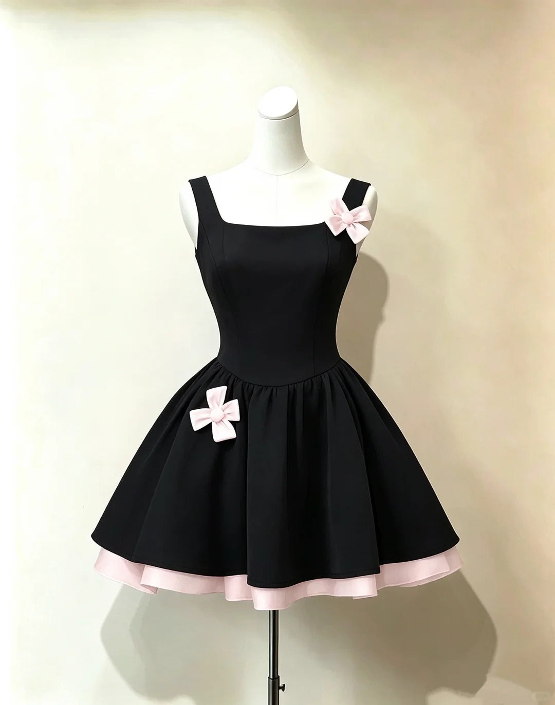 Beautiful Ball Gown Square Neck Black With Bow Graduation Dresses Inspo Senior Homecoming Outfits RB4719
