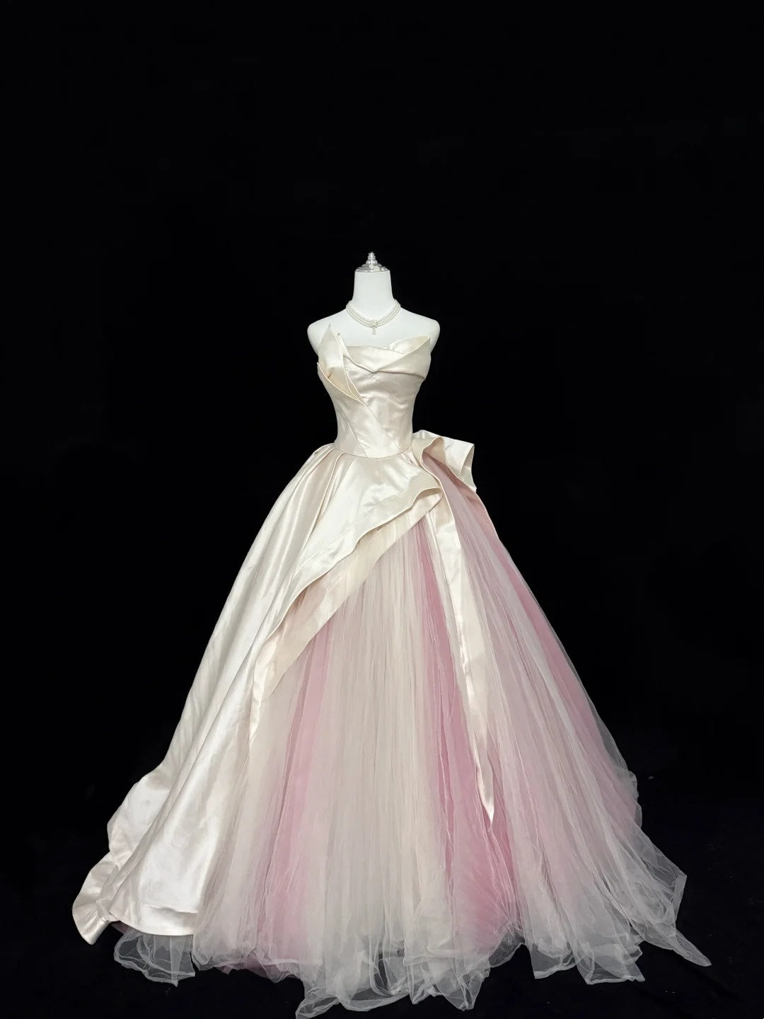 Cute Sweet 16 Dresses Long Ball Gown Strapless Pink Satin Tulle Formal Sweet Sixteen Birthday Gown RC0260