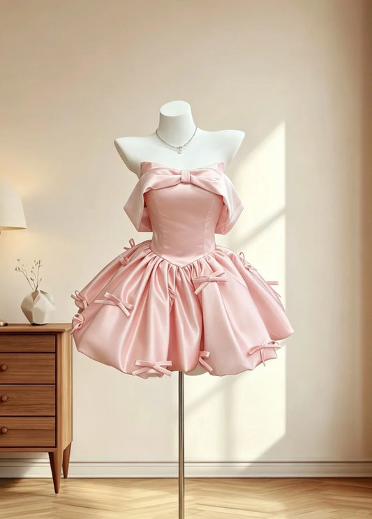 Pretty Outfit Ideas For Teens Girls Off The Shoulder Inspo Short Pink Ball Gown Birthday Outfits Homecoming Dress RB3069