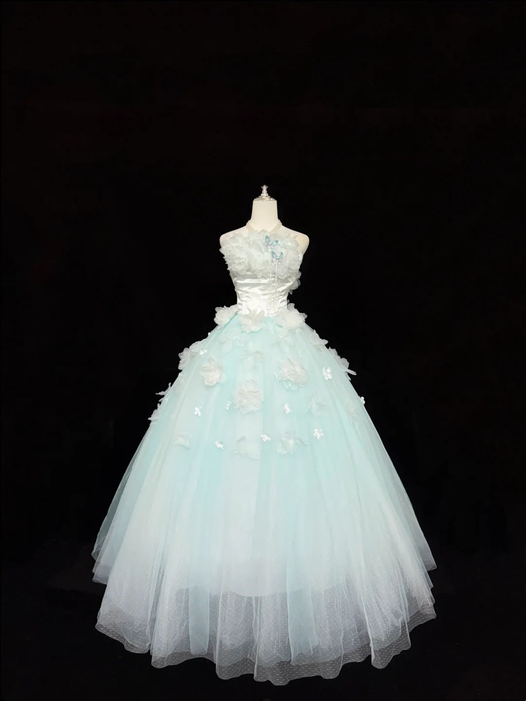 Sweet 16 Dresses Long Ball Gown Sweet Sixteen Long Birthday Dress Strapless Blue Formal Gown RC0317