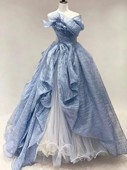 Princess Ball Gown Off The Shoulder Dusty Blue Quince Dress Long Sweet 15 16 Quinceanera Dresses Vestido de princesa RB4476