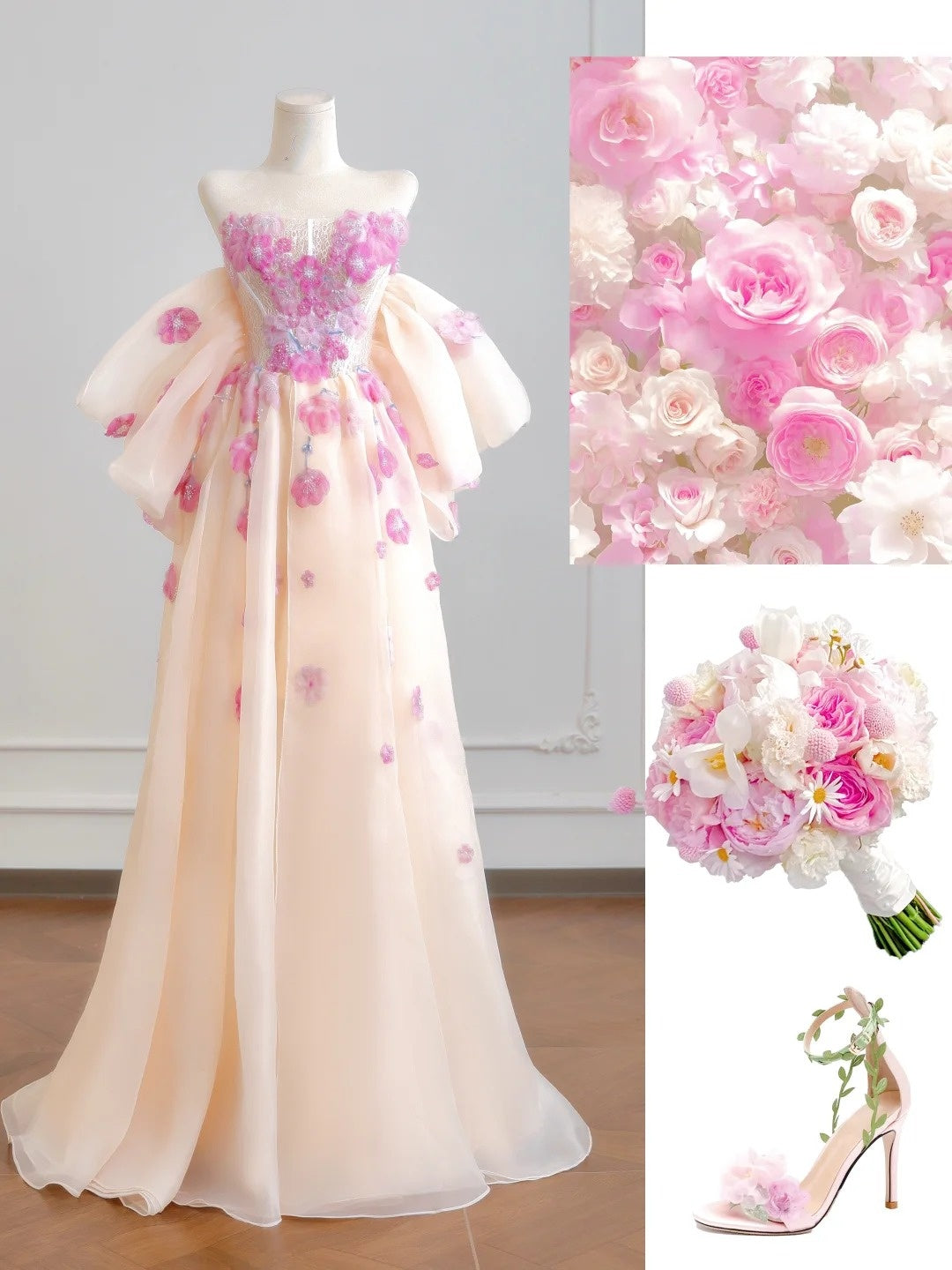 Princess Ball Gown Strapless Champagne Tulle With Lace Long Prom Dresses Inspiration Party Gowns N309