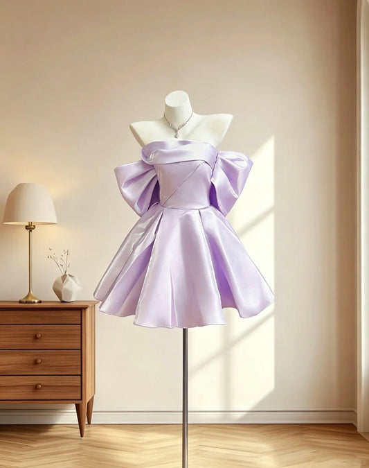 Pretty Outfit Ideas For Teens Girls Off The Shoulder Inspo Short Lilac Ball Gown Birthday Outfits Homecoming Dress RB3063