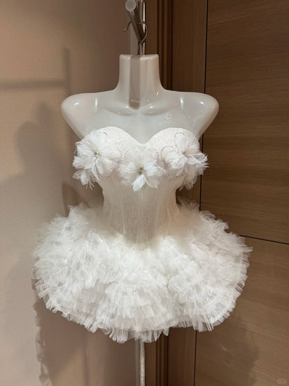 Cute Ball Gown Sweetheart Little White Tulle Night In Rio Inspo Hoco Dress Ideas Homecoming Dresses RB4033