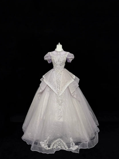 Sweet 16 Dresses Long Ball Gown High Neck Lilac With Sequin Lace Sweet Sixteen Birthday Gown RC0294