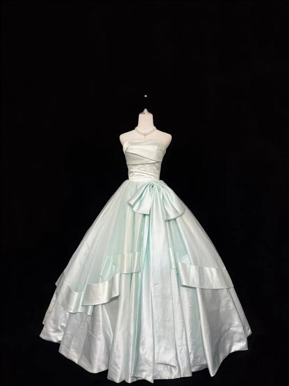 Sweet 16 Dresses Long Ball Gown Sweet Sixteen Long Birthday Dress Strapless Satin Formal Gown RC0297