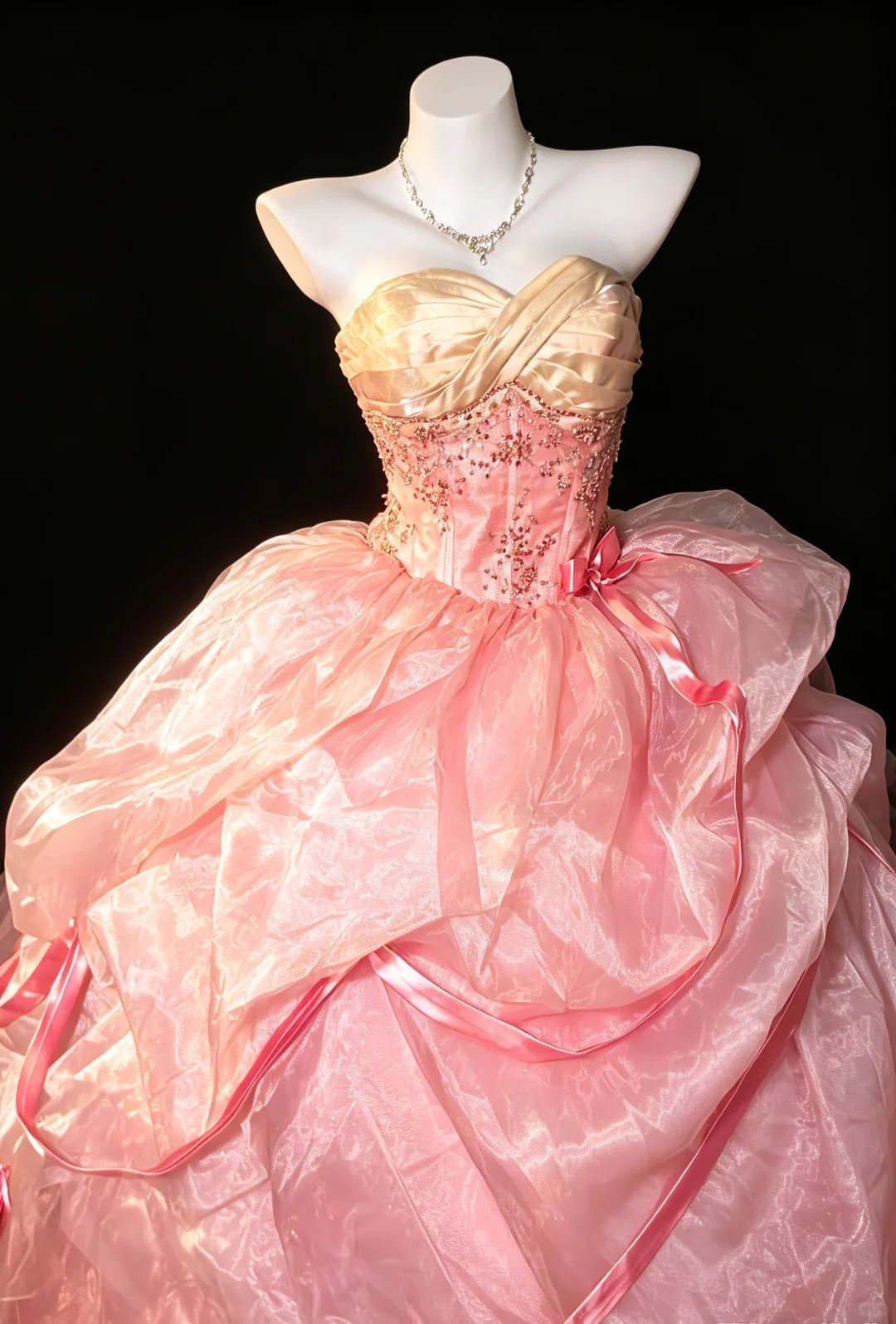 Sweet Ball Gown Sweetheart Blush Pink Organza Quince Dress Long Sweet 15 16 Quinceanera Dresses Vestido de princesa RB4471