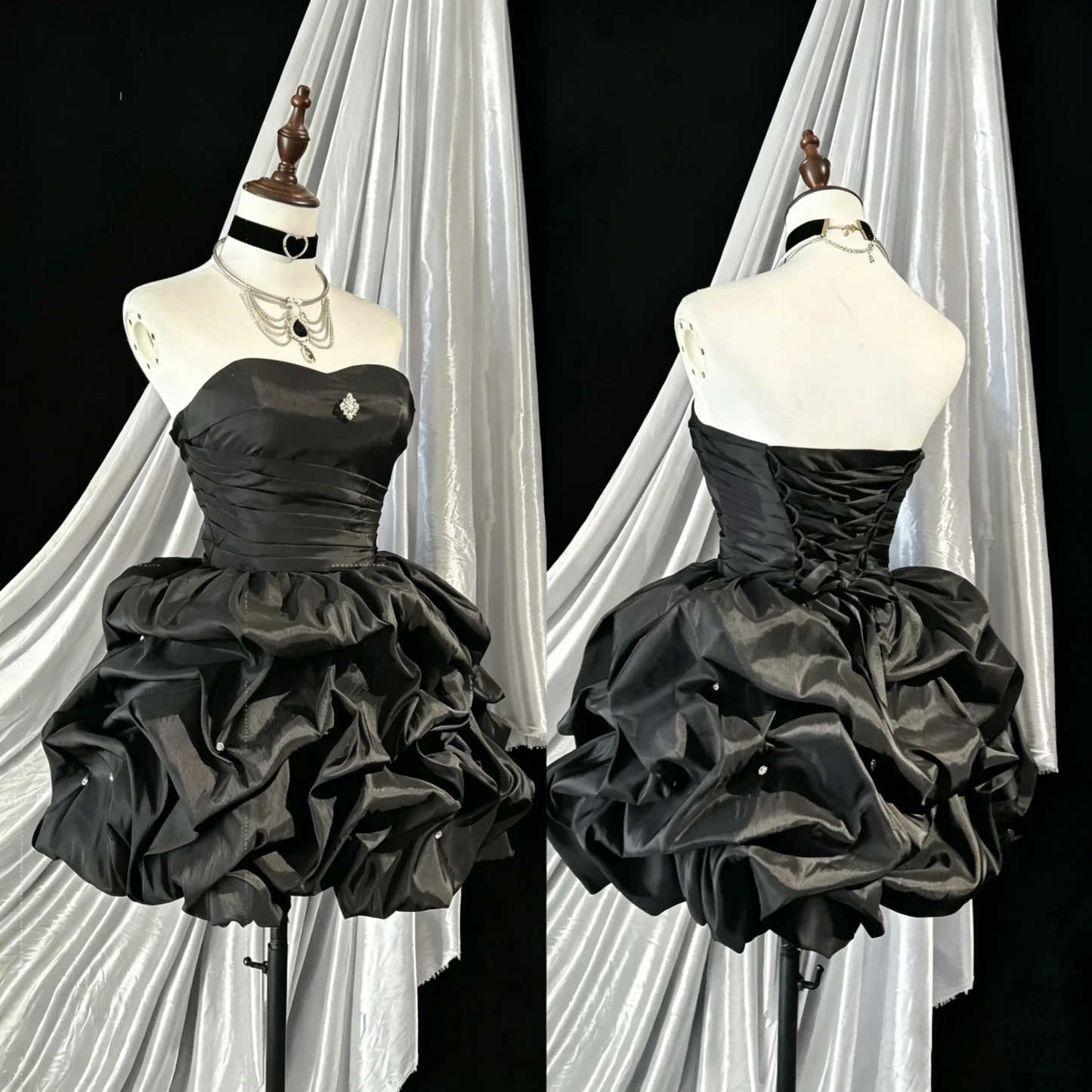 Glam Ball Gown Sweetheart Little Black Dress Party Dress Cocktail Gown Homecoming Dresses N3811