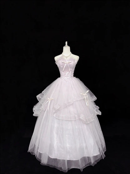 Sweet 16 Dresses Long Ball Gown Sweet Sixteen Long Birthday Dress Strapless Light Lilac Tulle Formal Gown RC0310