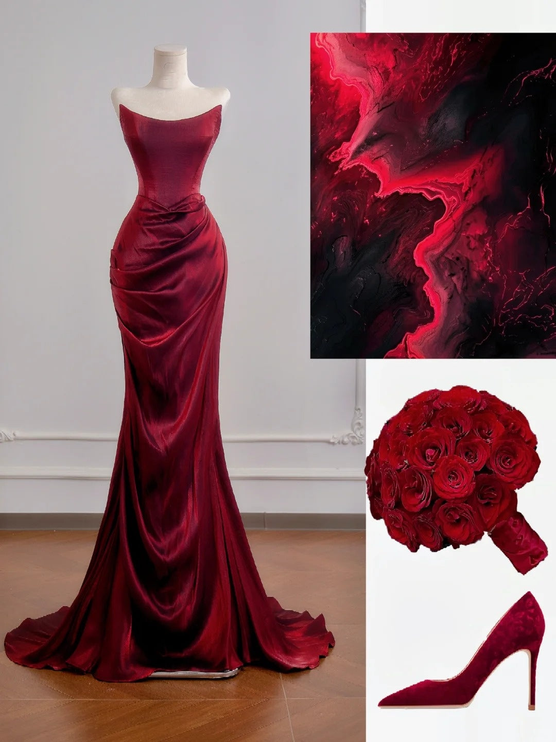 Romantic Mermaid Strapless Burgundy With Ruffles Long Prom Dresses Impress 18th Birthday Outfits Party Gown N396