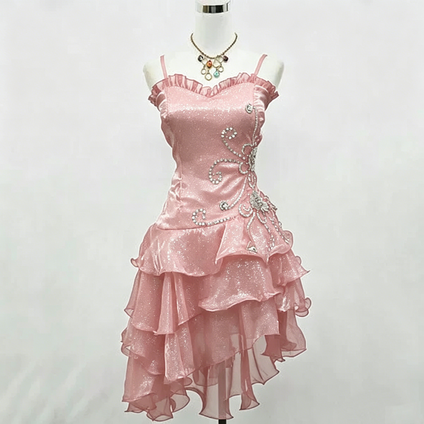Sparkly Ball Gown Spaghetti Strap Pink Sequin Short Mini Party Dress Cocktail Homecoming Dresses N3908