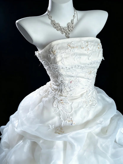 Princess Wedding Dresses Ball Gown Strapless With Beading Summer Long Wedding Dress N4220