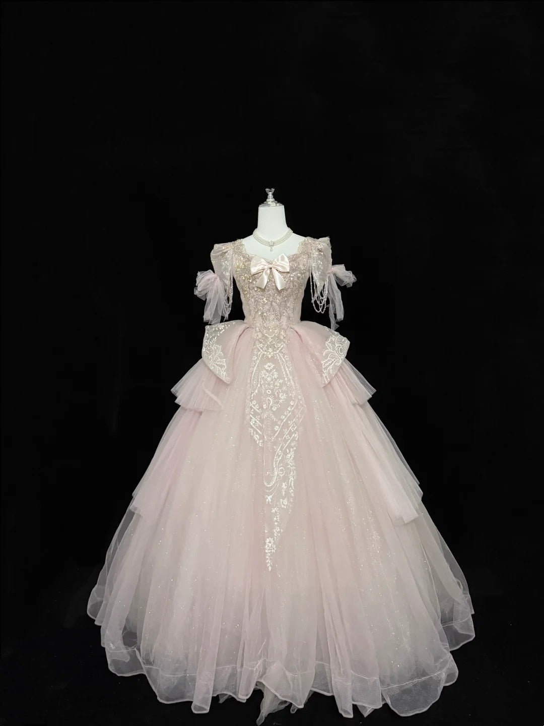 Sweet 16 Dresses Long Ball Gown Squaure Neck Pink With Lace Appliques Sweet Sixteen Birthday Gown RC0325