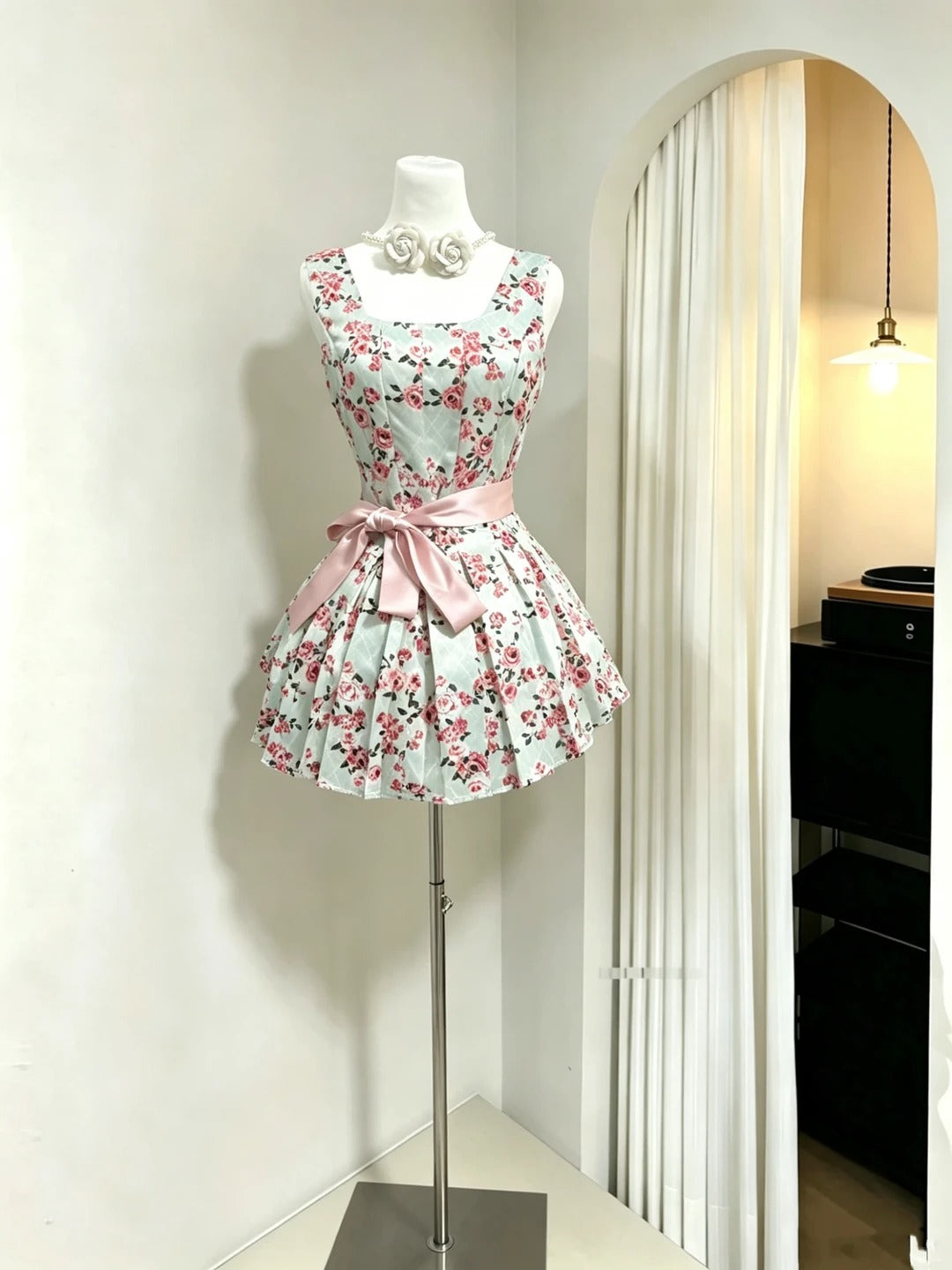 Sweet Ball Gown Square Floral Green For Teens Girls Short Mini Senior Inspo 18th Birthday Outfits Homecoming Dresses RB3972