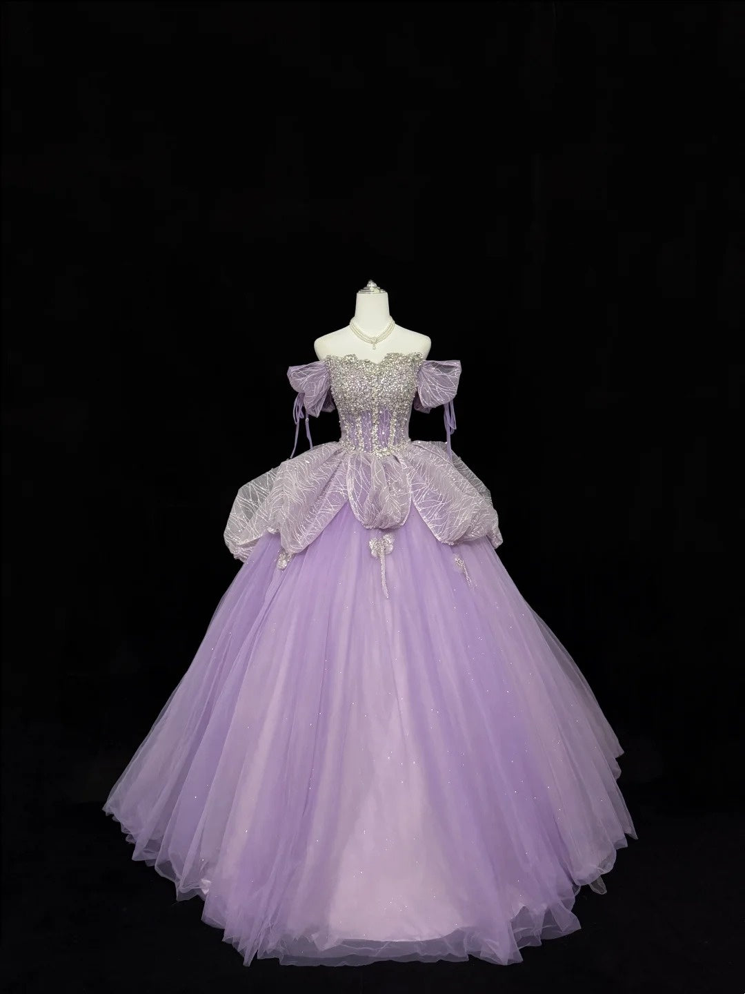 Sweet 15 Quinceanera Dress Ball Gown Off Shoulder Lilac With Sleeves Long 15th Birthday Gown RC0311