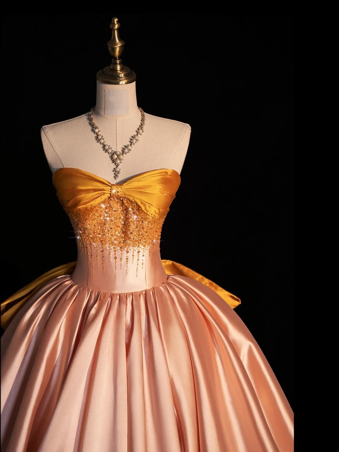 Modest Ball Gown Strapless Satin Pink Prom Dresses Inspiration Party Gowns Princess Formal Dress N1281