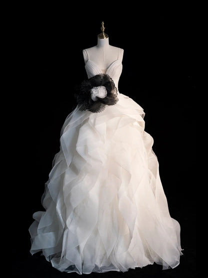 Beautiful Ball Gown Spaghetti Strap White Tulle Long Prom Dresses Inspiration Evening Gowns Formal Dress N1222