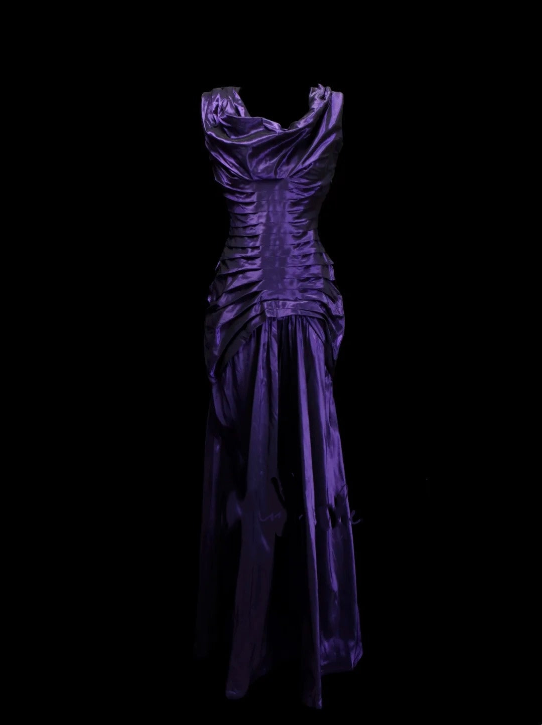 Vintage Prom Dresses Aesthetic 1960s Retro Purple Mermaid Pleated Long Party Dress N2139