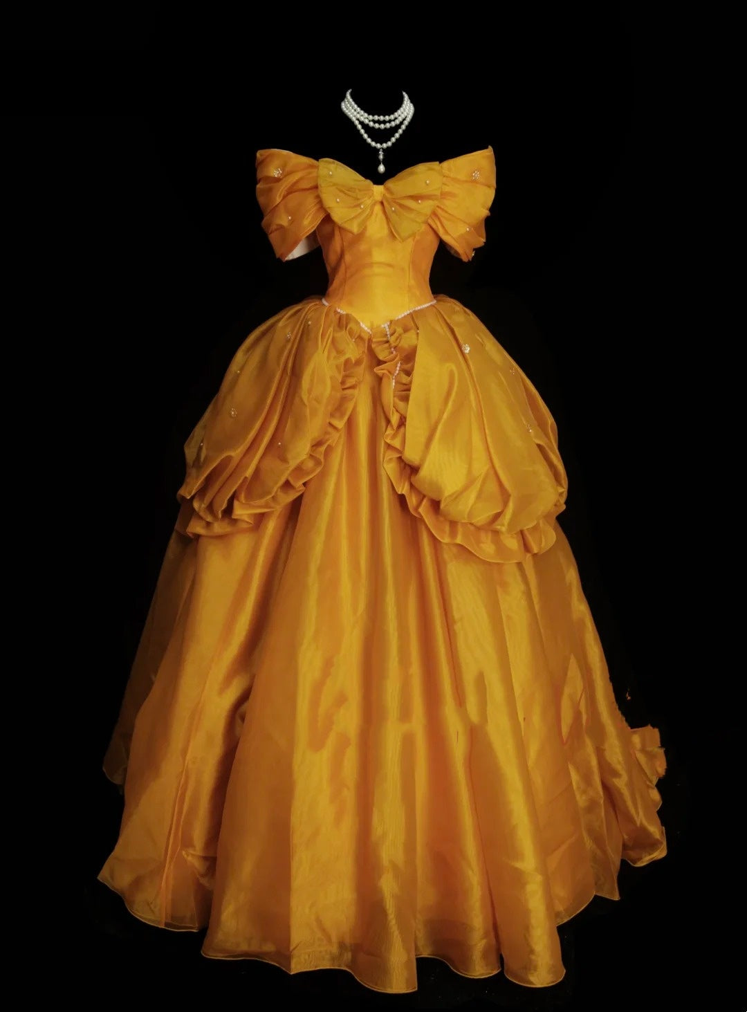 Cute Ball Gown Off The Shoulder Yellow Organza Sweet 16 Dresses Quinceanera Dress N2143