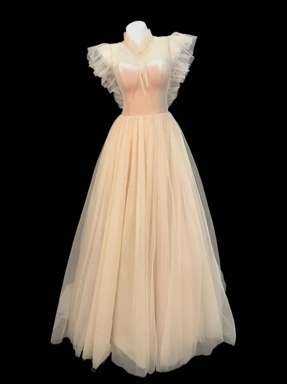 Princess Prom Dresses Formal A Line Square Neck Blush Pink Tulle Long Party Gowns N4503