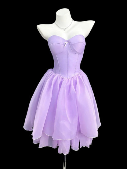 Dream A line Sweetheart Chiffon Lilac Senior Short Graduation High School Homecoming Dresses N4552