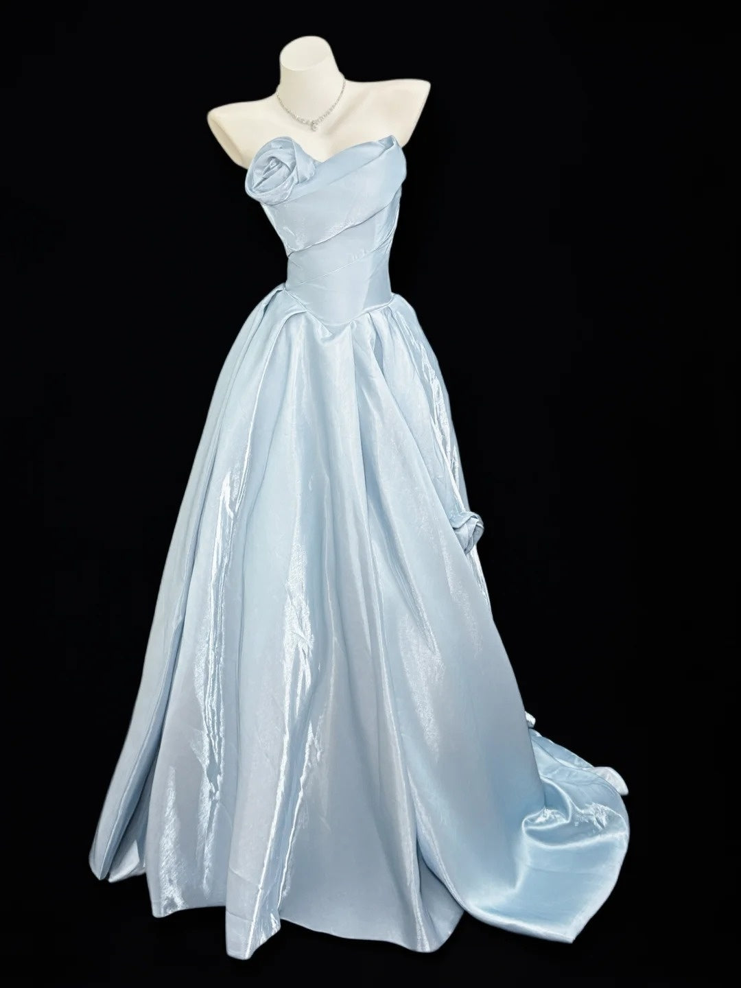 Simple Ball Gown Prom Dresses Sweetheart Light Sky Blue Floor Length Formal Outfits RB4360