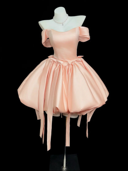 Elegant Ball Gown Off The Shoulder Inspo Ideas Senior Short Mini Blush Pink Cocktail Homecoming Dresses N4540