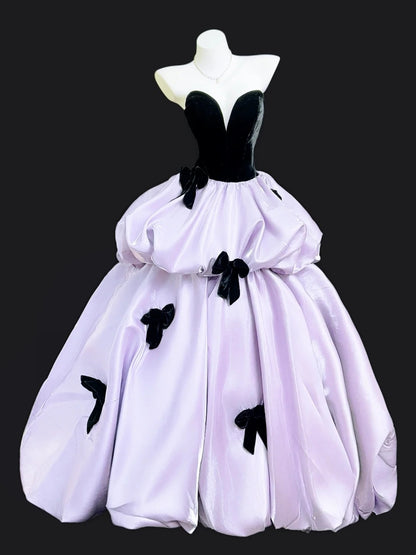 Modest Ball Gown Strapless Lilac Satin Long Quinceañera Dress Moda 2000 15 Quinceanera Dresses Ideas Sweet 16 Outfits RB7234