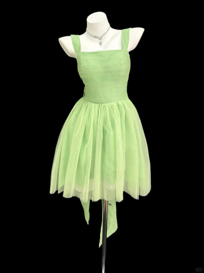 Romantic A line Spaghetti Strap Green Tulle Senior Short Graduation High School Homecoming Dresses N4531