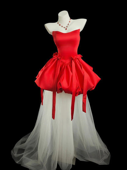 Pretty Ball Gown Strapless Light Sky Blue With Bow-knot Senior Inspo Graduation High School Homecoming Dresses N4529
