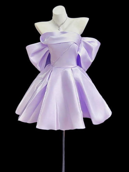 Sexy Ball Gown Off The Shoulder Lilac Short Mini Party Cocktail Homecoming Dresses N4490