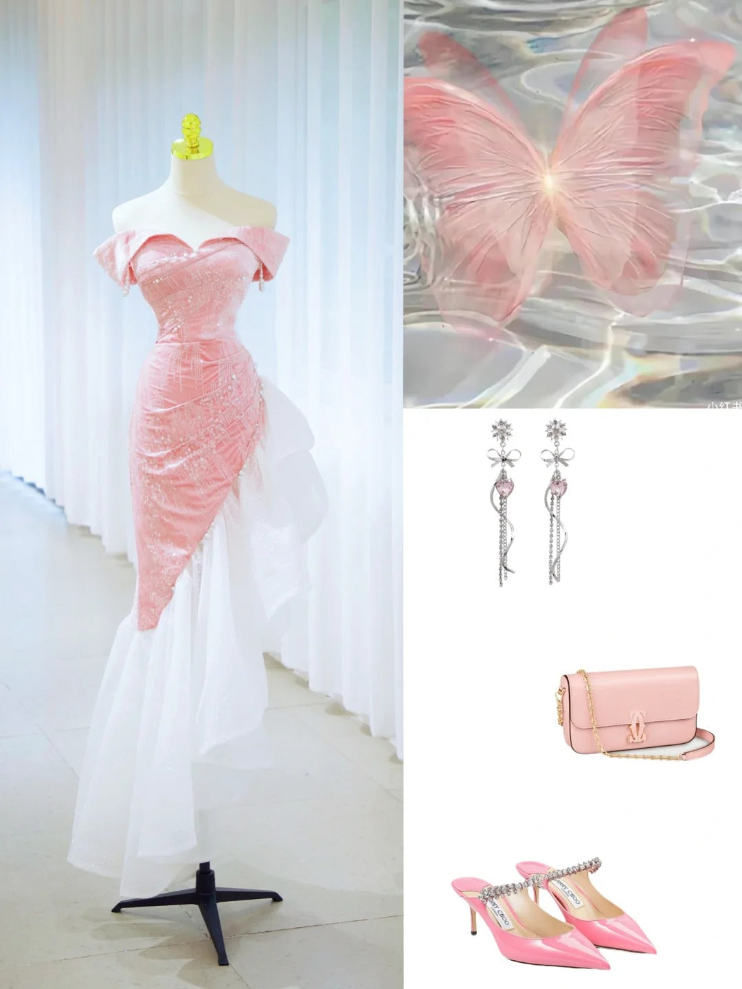Sparkly Mermaid Off The Shoulder Pink Sequined Prom Dresses Party Dress Birthday Outfits Graduation Gown N2845