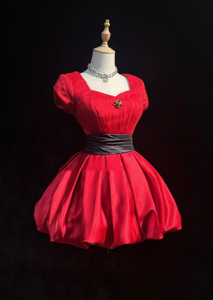 Cute Ball Gown Sweetheart Red Tulle Ideas For Women Short Birthday Dresses Mini Homecoming Outfits N3307