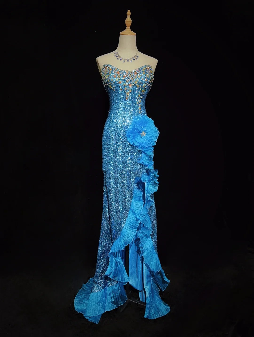 Vintage Prom Dresses Inspo Mermaid Sweetheart Royal Blue Sequin Long 1990s With Beading Formal Gowns N3390
