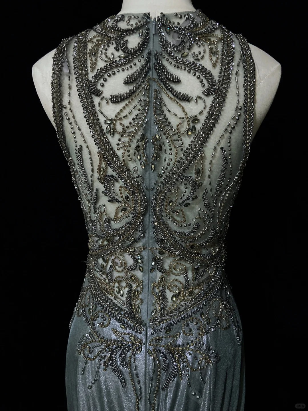 Charming Prom Dresses Mermaid Scoop Grey Gray With Beaded Long Formal Evening Outfits N3689