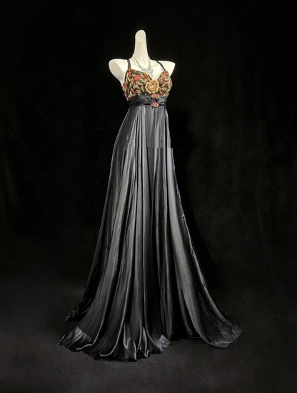 Retro A line Halter Grey Long Floor Length Prom Dresses Formal Party Outfits RB3943