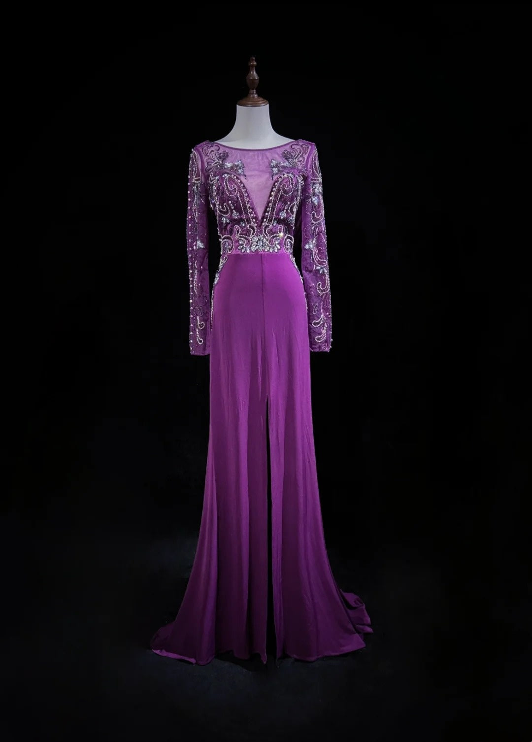 Vintage Prom Dresses A line Purple Chiffon 90s With Beading Long Formal Party Dress N2514