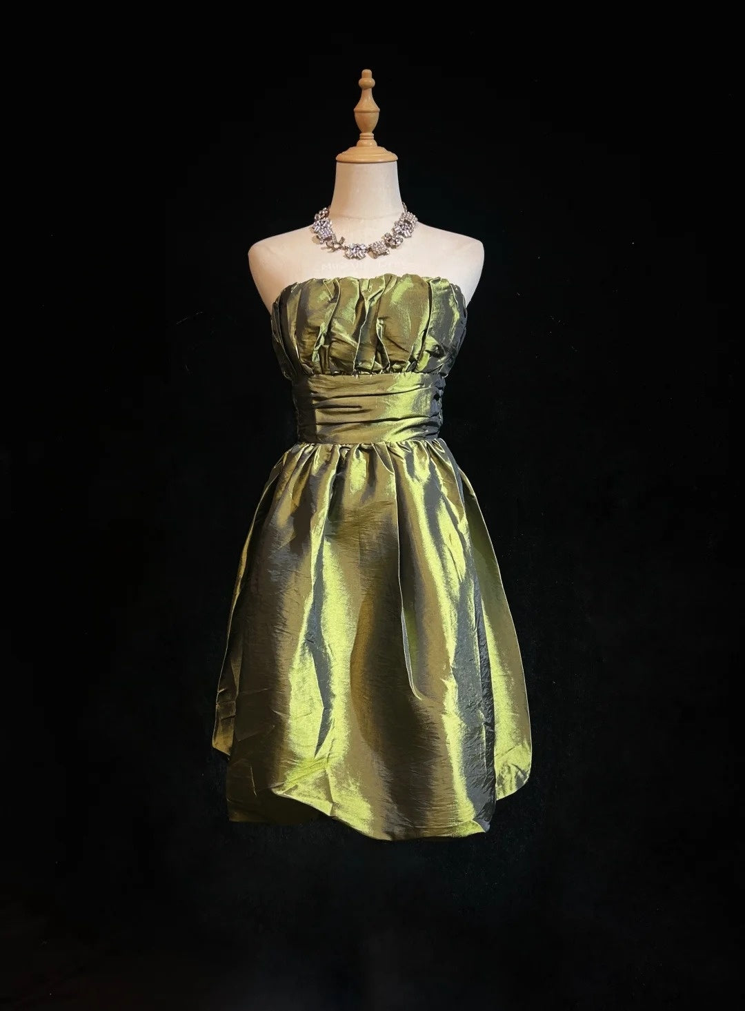 Cute A Line Strapless Olive Green Taffeta 16th Birthday Gown Homecoming Outfits N3654