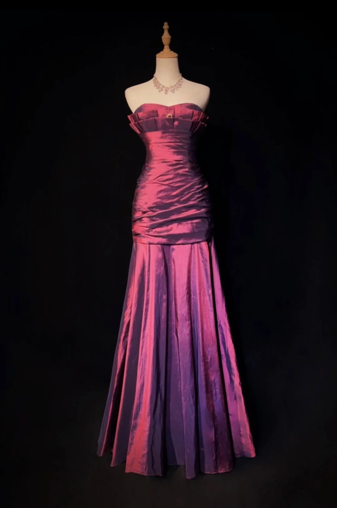 Vintage Prom Dresses Mermaid Sweetheart Purple Satin 90s With Ruffles Long Formal Party Dress N2513