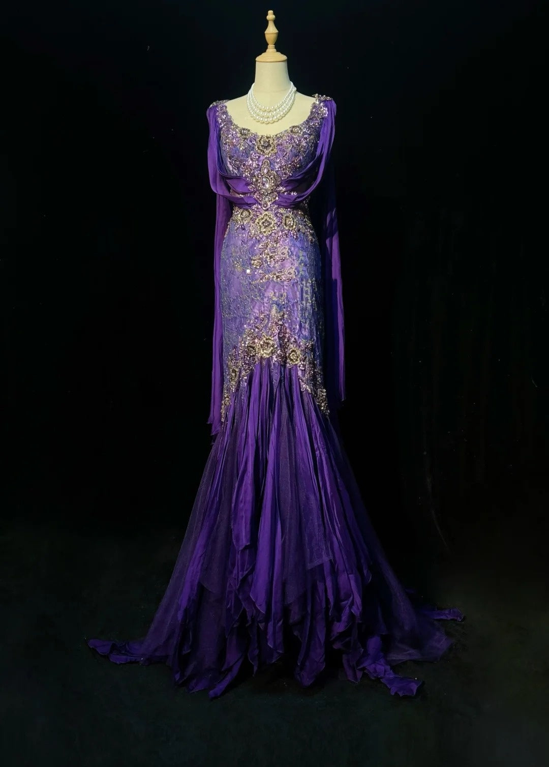 Purple Prom Dress Inspo Mermaid Square Neck Chiffon With Gold Beaded Birthday Outfits Formal Party Gown RC0129