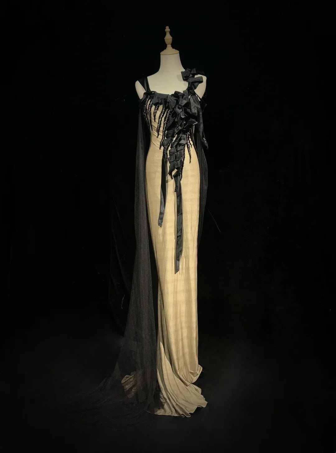 Black Prom Dress Inspo Mermaid Straps Champagne With Beaded Modest Long Formal Party Gown RC0080