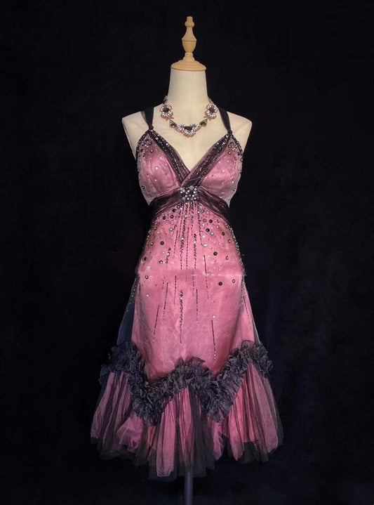 Timeless Prom Dresses A Line Spaghetti Strap Black Tulle Tea Length With Beading Homecoming Gown N3255