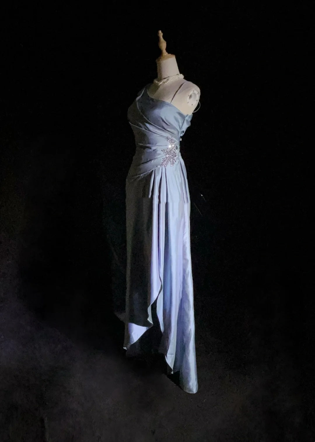 Classy Prom Dresses A Line One Shoulder Lavender Satin With Ruffle Long Formal Gown N2911
