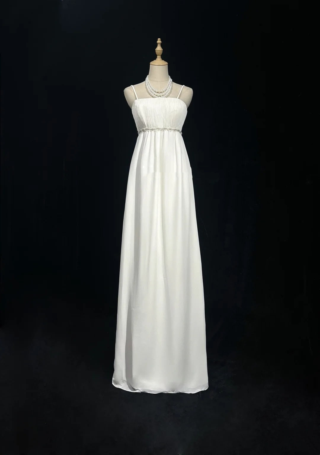 White Prom Dress Inspo A line Spaghetti Straps With Beading Modest Long Formal Party Gown RC0087
