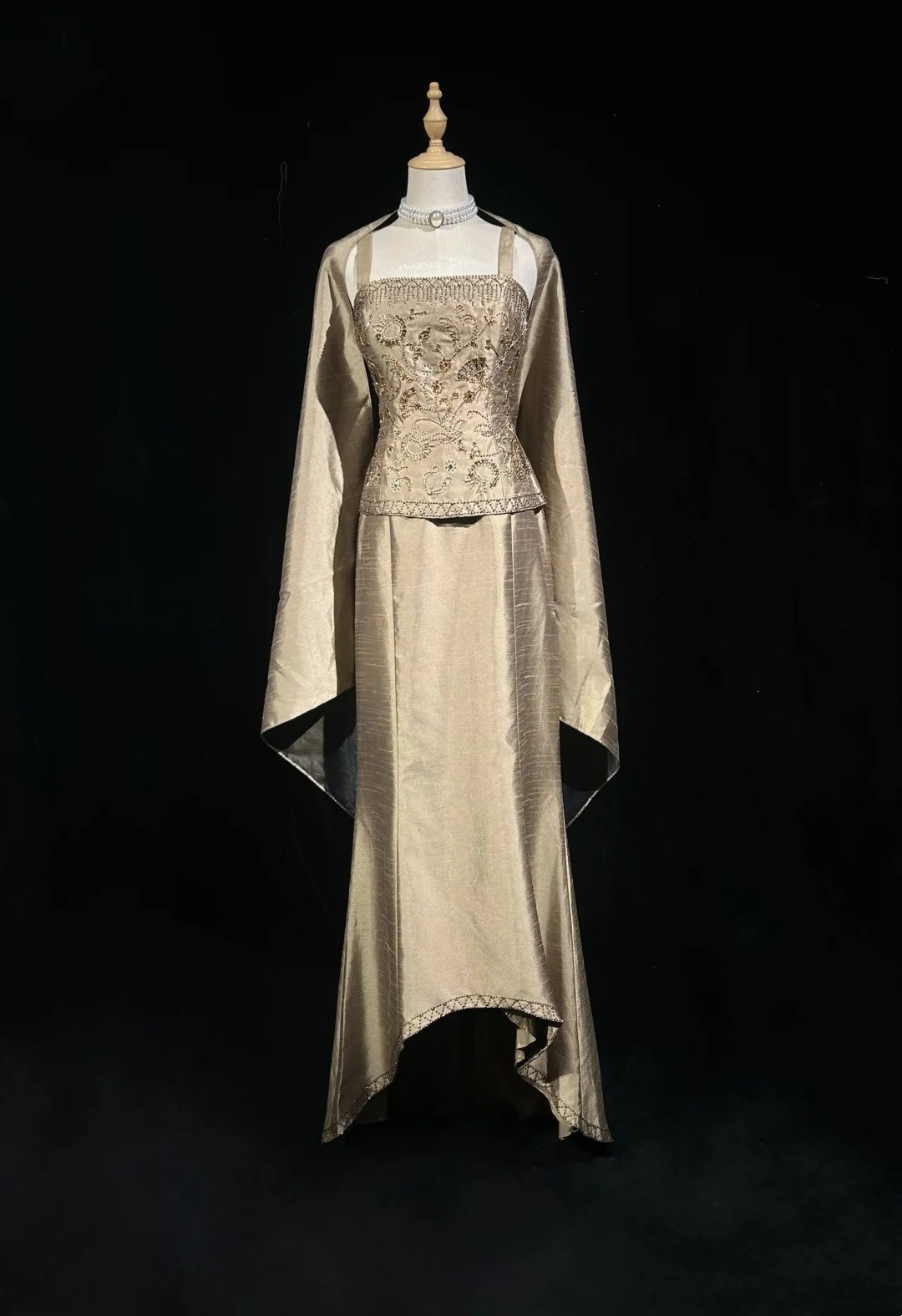 Vintage Prom Dresses 1950s High Low Square Neck With Beading Cape Sleeveless Evening Formal Outfits RB4327