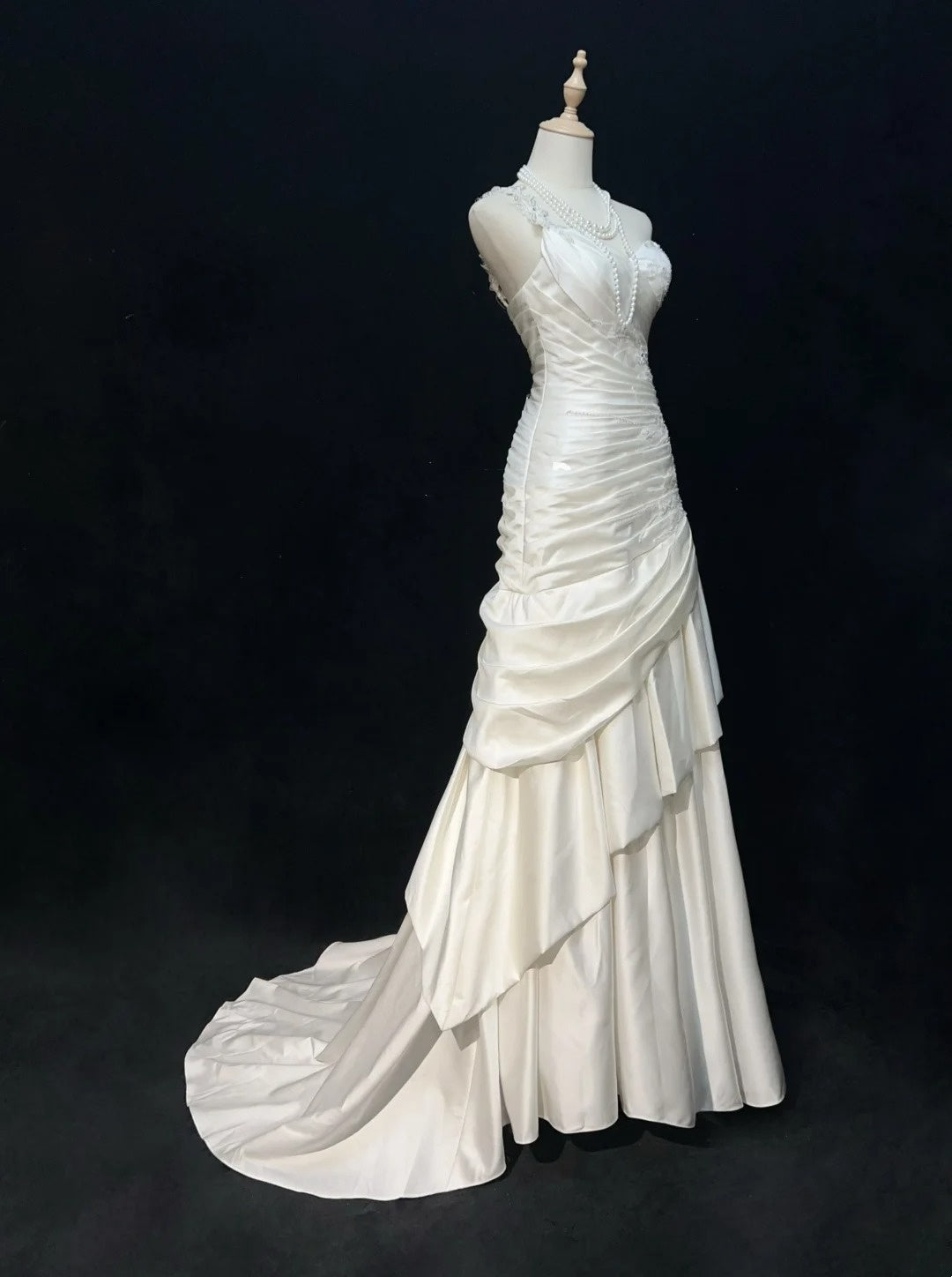 Vintage Prom Dresses Mermaid One Shoulder One Shoulder Satin With Beading 1980s Long Formal Gown N2623