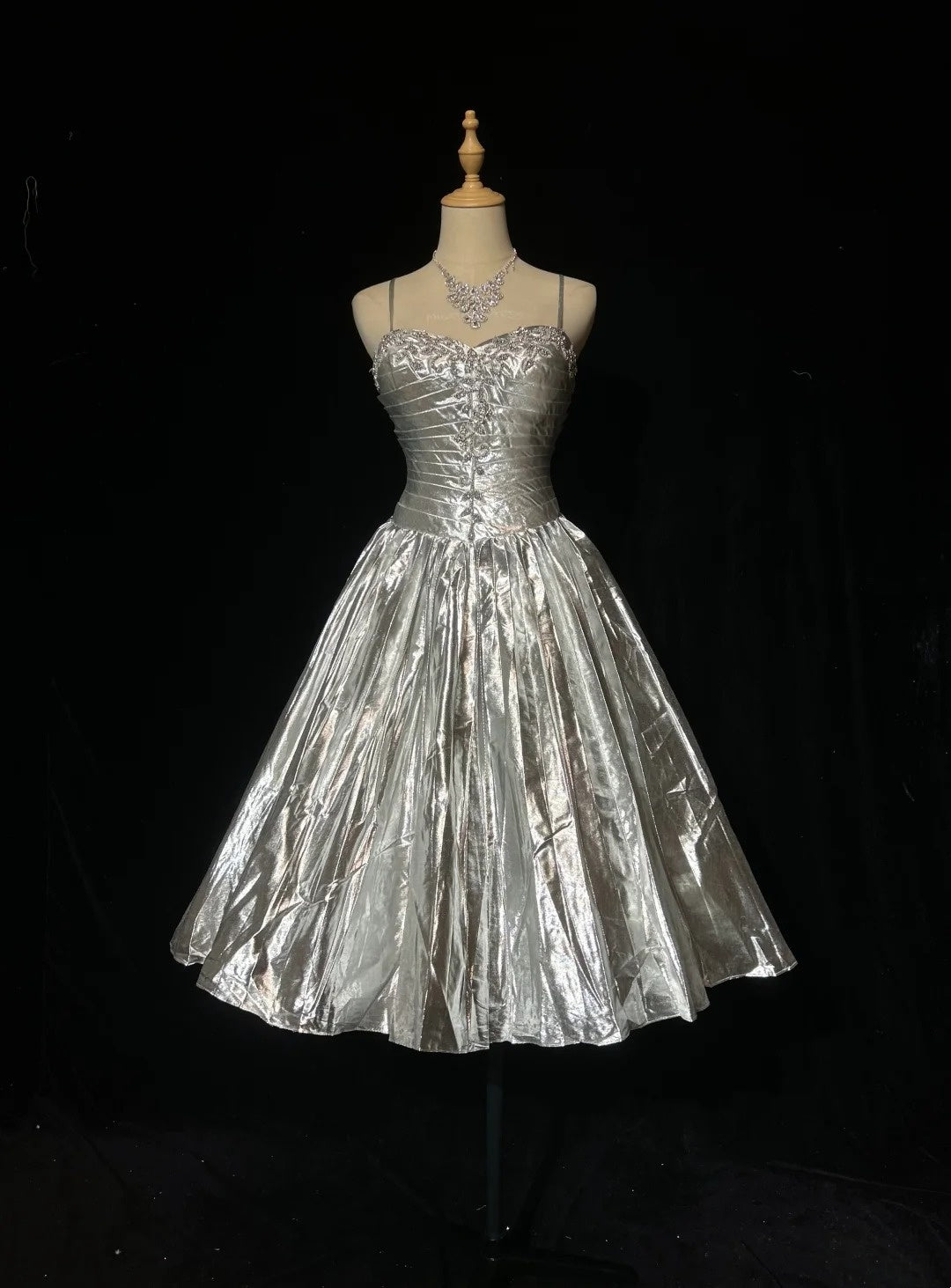 Vintage Ball Gown Spaghetti Strap Gray Knee Length Senior Inspo Birthday 16th Party Outfits Homecoming Dresses RB3952