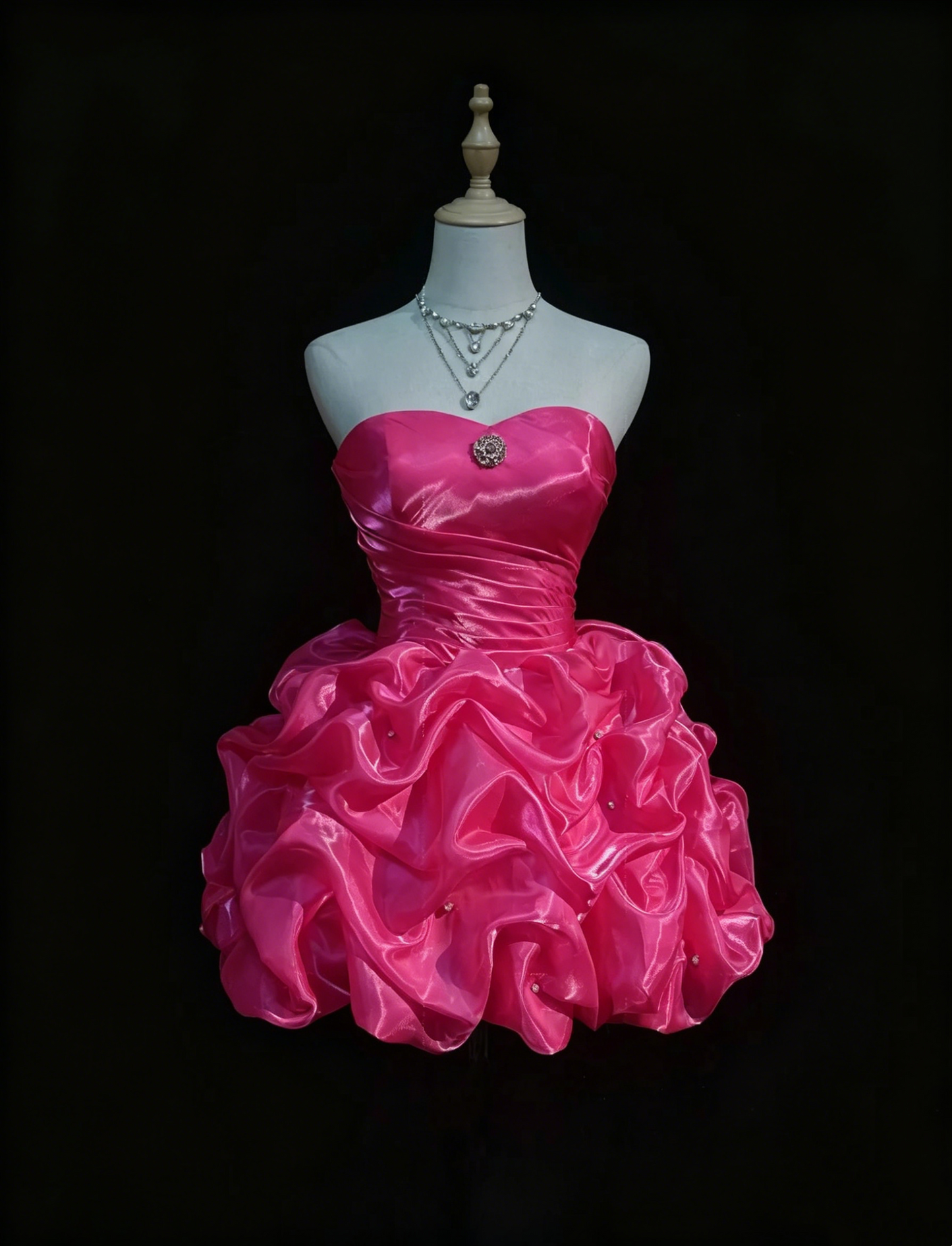 Nice Ball Gown Sweetheart Hot Pink Short Mini With Gem Party Dress Cocktail Gown Homecoming Dresses N3815