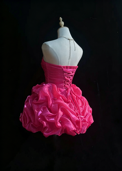 Nice Ball Gown Sweetheart Hot Pink Short Mini With Gem Party Dress Cocktail Gown Homecoming Dresses N3815